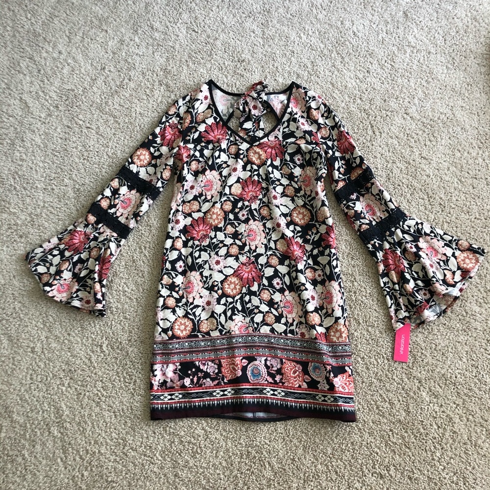 Long Flare Sleeve Dress